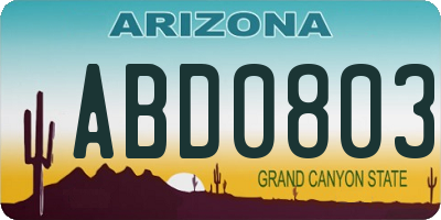 AZ license plate ABD0803