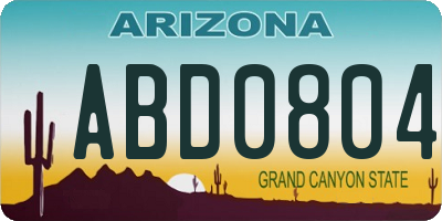 AZ license plate ABD0804