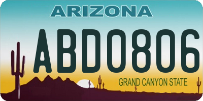 AZ license plate ABD0806