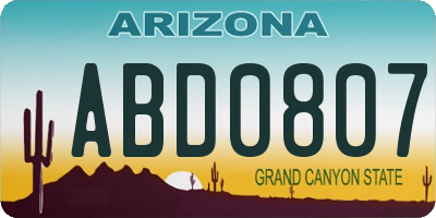 AZ license plate ABD0807