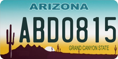 AZ license plate ABD0815