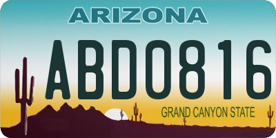 AZ license plate ABD0816