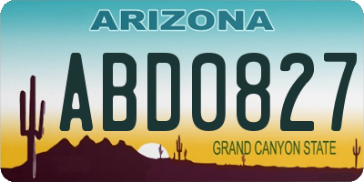 AZ license plate ABD0827