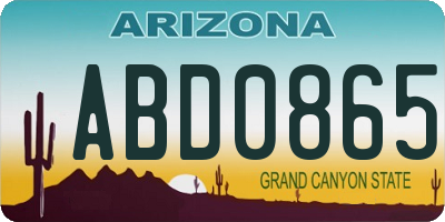 AZ license plate ABD0865