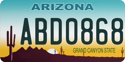 AZ license plate ABD0868