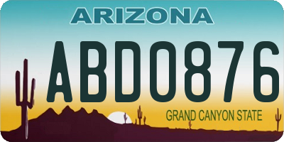 AZ license plate ABD0876