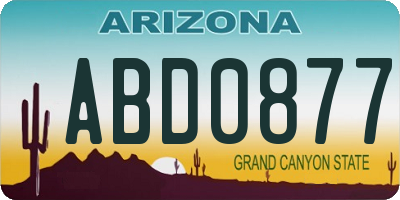 AZ license plate ABD0877