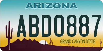 AZ license plate ABD0887