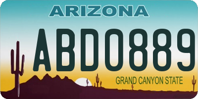 AZ license plate ABD0889