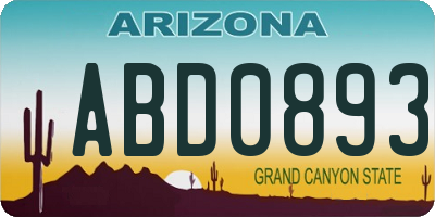 AZ license plate ABD0893
