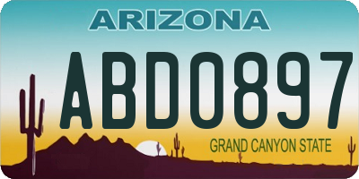 AZ license plate ABD0897