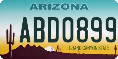 AZ license plate ABD0899