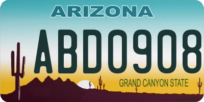 AZ license plate ABD0908
