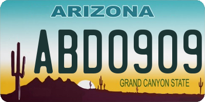 AZ license plate ABD0909