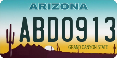 AZ license plate ABD0913