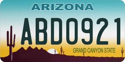 AZ license plate ABD0921