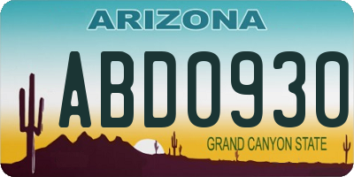 AZ license plate ABD0930