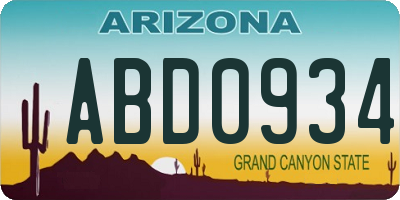 AZ license plate ABD0934