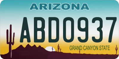AZ license plate ABD0937