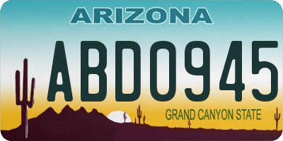 AZ license plate ABD0945