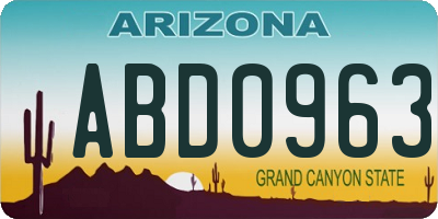 AZ license plate ABD0963
