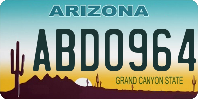 AZ license plate ABD0964