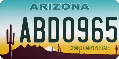 AZ license plate ABD0965