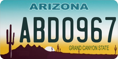 AZ license plate ABD0967