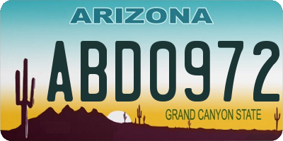 AZ license plate ABD0972