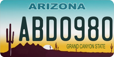 AZ license plate ABD0980