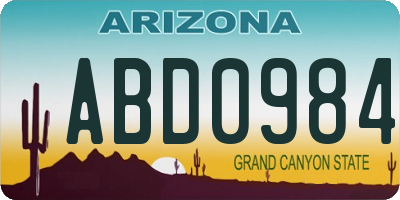 AZ license plate ABD0984