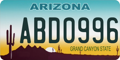 AZ license plate ABD0996