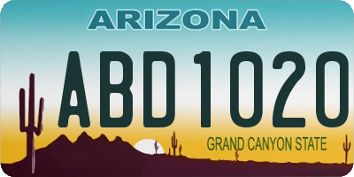 AZ license plate ABD1020