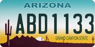 AZ license plate ABD1133