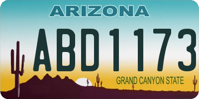 AZ license plate ABD1173