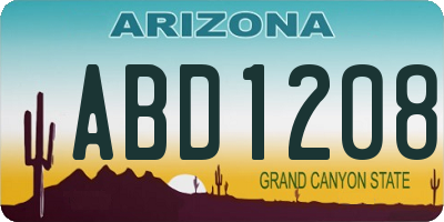 AZ license plate ABD1208