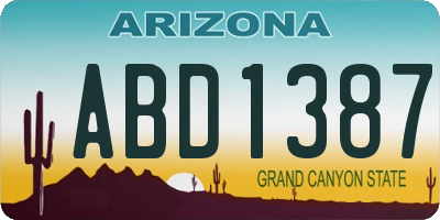 AZ license plate ABD1387
