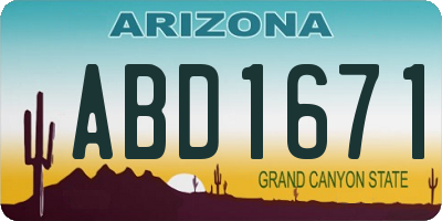 AZ license plate ABD1671