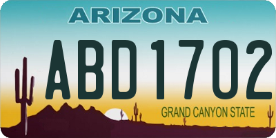 AZ license plate ABD1702