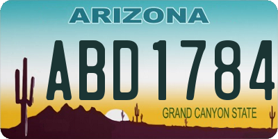 AZ license plate ABD1784