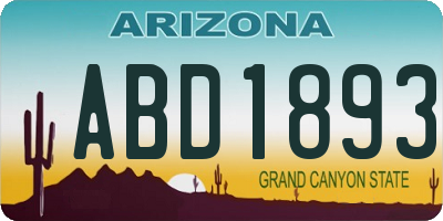 AZ license plate ABD1893
