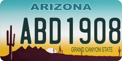 AZ license plate ABD1908