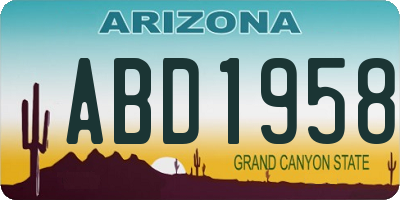 AZ license plate ABD1958