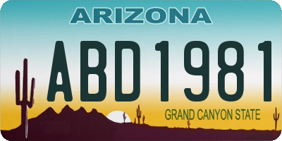 AZ license plate ABD1981