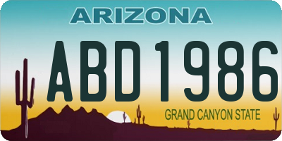 AZ license plate ABD1986