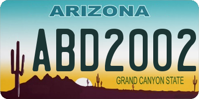 AZ license plate ABD2002