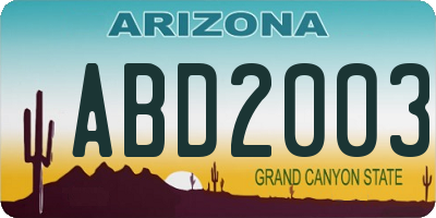 AZ license plate ABD2003