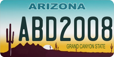AZ license plate ABD2008