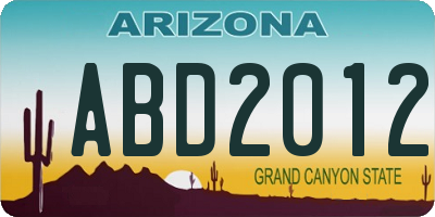 AZ license plate ABD2012