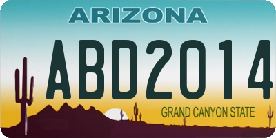 AZ license plate ABD2014